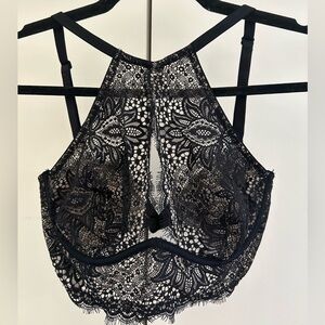 Victoria's Secret Black Lace High-Neck Bralette